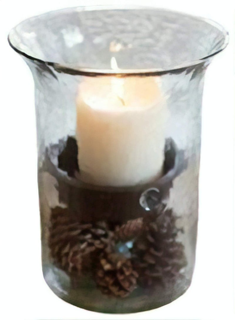 First of a Kind Glass Hurricane Pillar Candle Holder with Rustic Metal Insert, Perfect as a Centerpiece (Medium) - Image 3